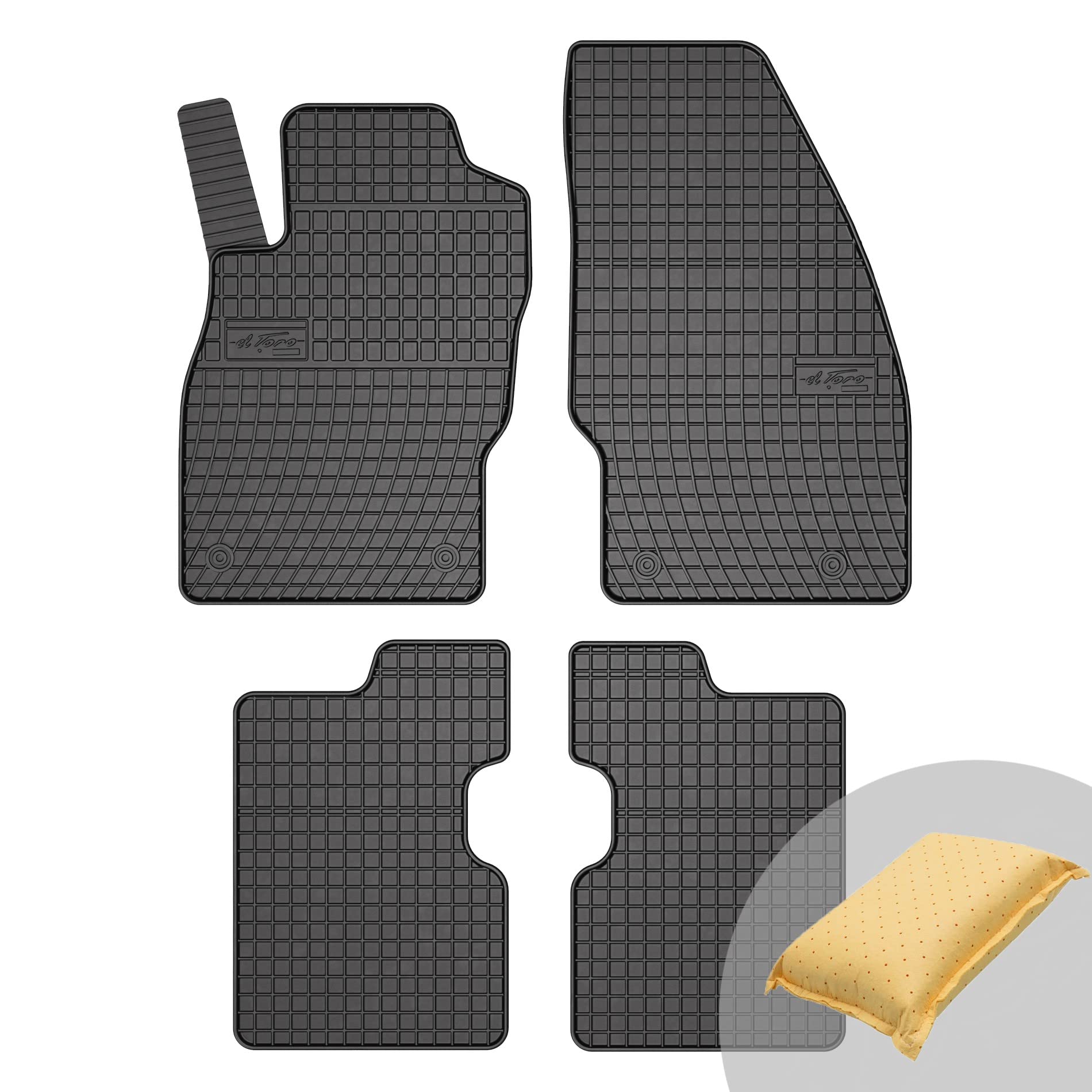 FROGUM EL Toro Gummimatten Ganzjähriges-Set von Autofussmatte Auto Fußmatten für Opel Corsa E 2014-2019 | Beständiges Gummi Material | 1,5cm Schutzkante von Frogum