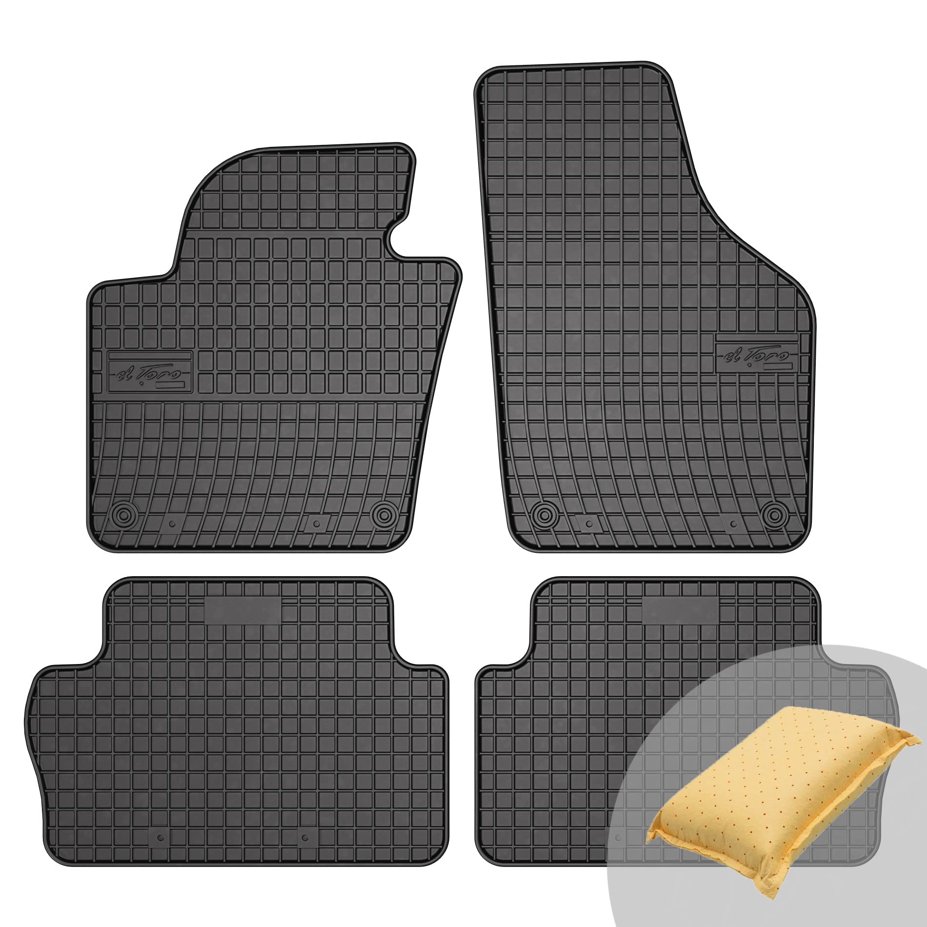 FROGUM EL Toro Gummimatten Ganzjähriges-Set von Autofussmatte Auto Fußmatten für SEAT Alhambra II 2010-2020, für Volkswagen Sharan II ab 2010 | Beständiges Gummi Material | 1,5cm Schutzkante von Frogum