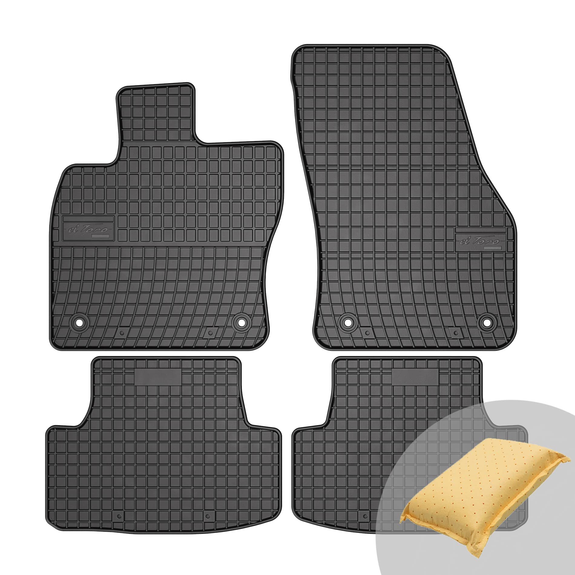 FROGUM EL Toro Gummimatten Ganzjähriges-Set von Autofussmatte Auto Fußmatten für SEAT Ateca ab 2016, für Skoda Karoq ab 2017, für VW T-ROC ab 2017 | Beständiges Gummi Material | 1,5cm Schutzkante von Frogum