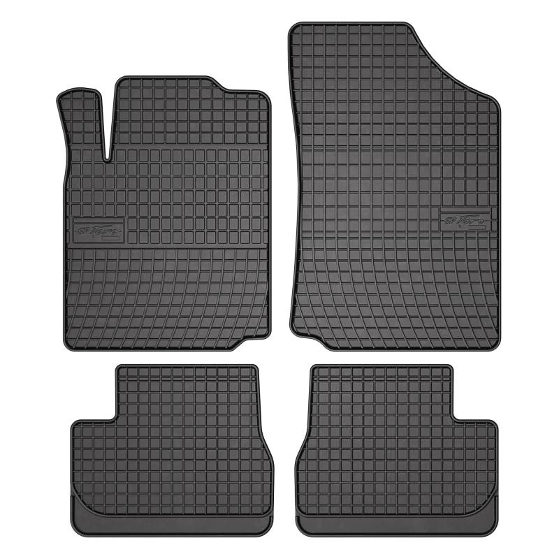 Frogum Gummifussmatten für Citroen C2 Bj.2002-2009, Schwarz, 4 Stück, 100% Gummi, Fahrzeugspezifische Passform von Frogum