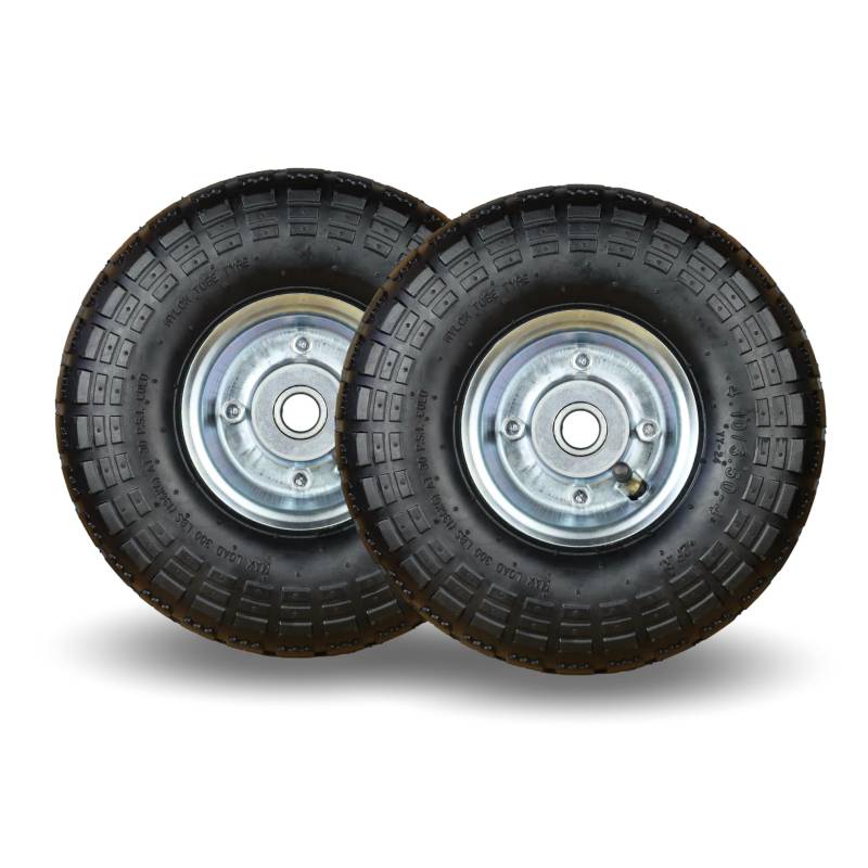 2 x FROSAL Luftrad Stahlfelge Silber | Rad Bollerwagen & Sackkarre | Ersatzrad | 20 mm Achse | Rollenlager 4.10/3.50-4 | Sackkarrenrad Set | Kit | Bugrad | Schubkarre von Frosal