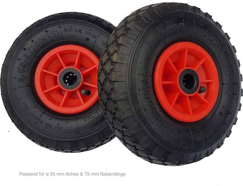 2 x FROSAL Sackkarrenrad Rad Bollerwagen | 25 mm Achse |Ersatzrad Reifen Sackkarre | Ersatzreifen | Sackkarrenrad Luftreifen Rollenlager Kugellager von Frosal