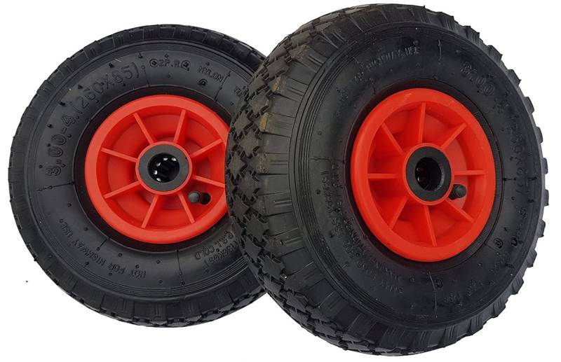 FROSAL 2 x Rad Bollerwagen | 20 mm Achse | Ersatzrad Reifen Sackkarre | Sackkarrenrad Luftreifen Rollenlager Kugellager von Frosal