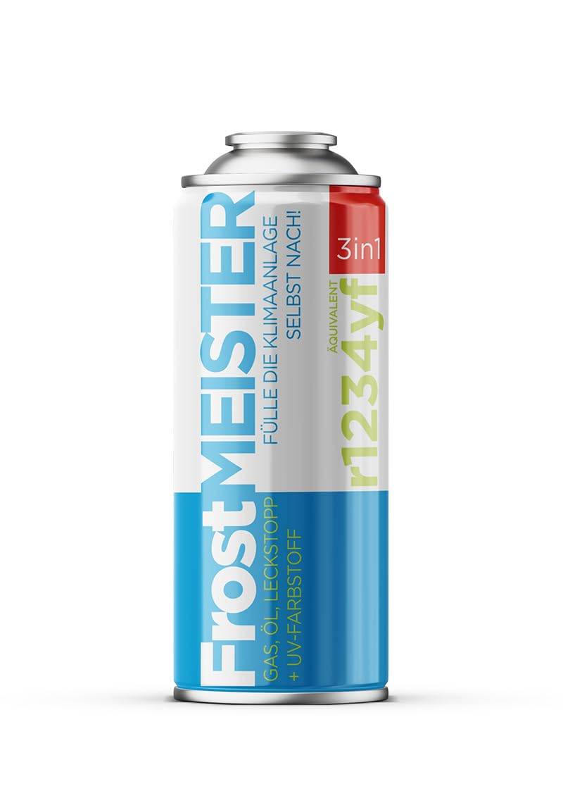 FrostMEISTER 3in1 – 400 ml Auto-Klimaanlagen-Nachfüllset inkl. Enthält Ersatz für R1234yf, Kompressoröl & Dichtmittel –(ab Baujahr 2017), schnelle, einfache & umweltfreundliche Auffüllung, schützt vor von FrostMEISTER