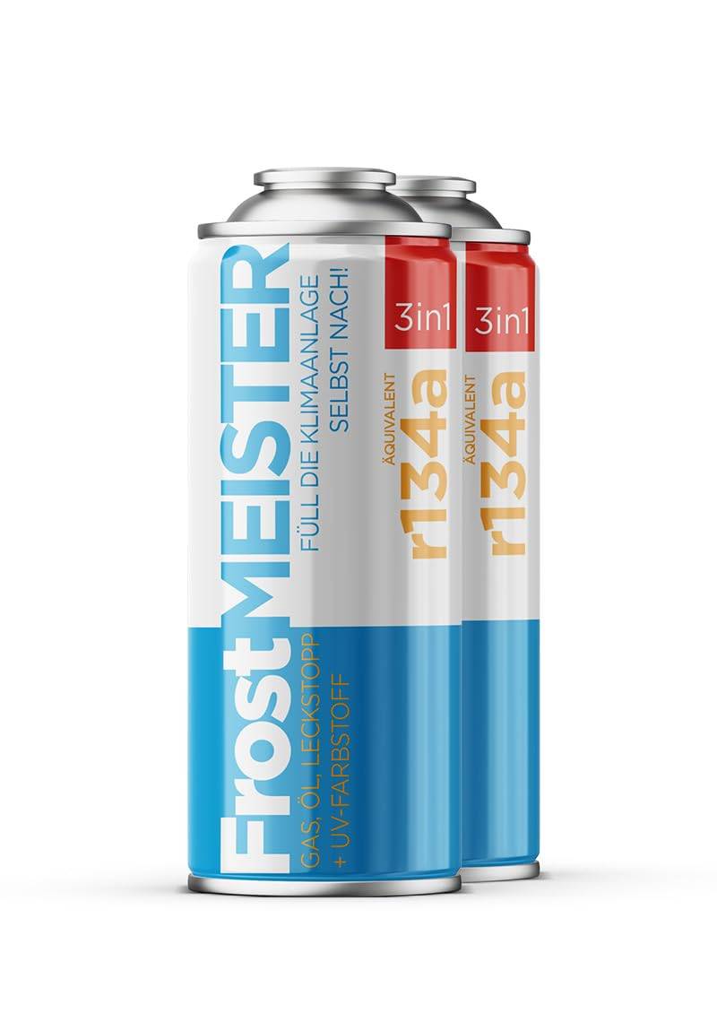 FrostMEISTER 3in1 – Auto-Klimaanlage Nachfüllset, 2X 400 ml – Schnelles & einfaches Kältemittel/Öl/Dichtmittel-System (R134a 1995–2016) von FrostMEISTER