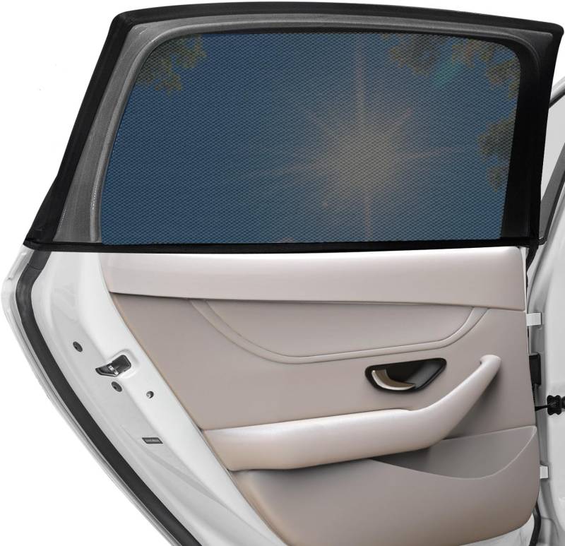 Frundoo Sonnenschutz-Autovorhänge, Dehnbar & Atmungsaktiv Sonnenschutz, Auto Fenster Schatten All-Round Schutz für Kinder, Vorbeugung von Hitzeschlägen (Hintere Reihe 2pcs von Frundoo
