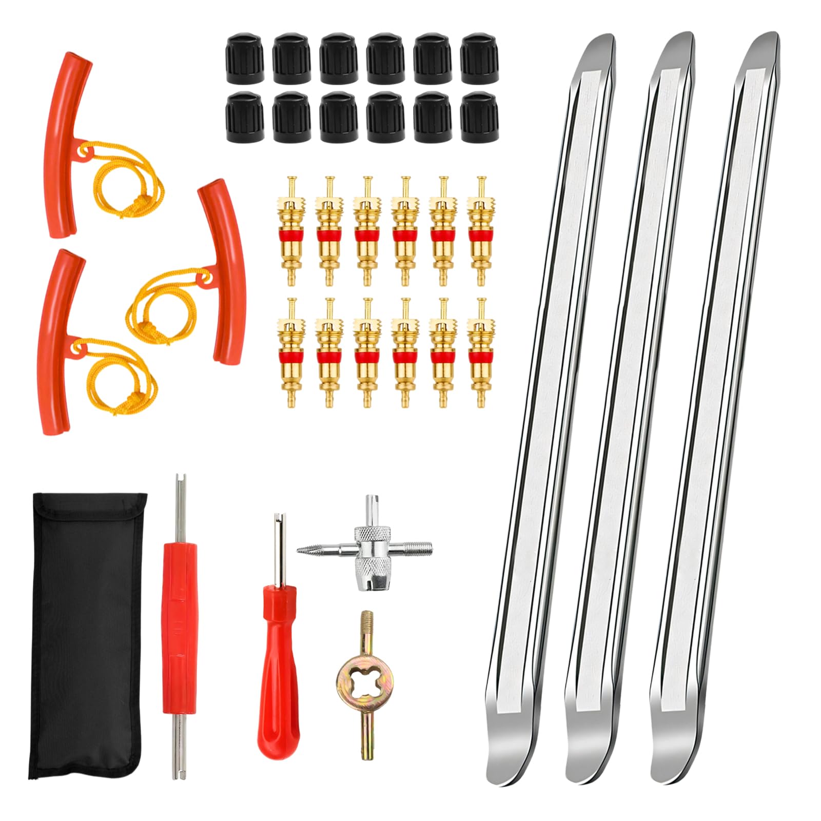 Ftrule 35 pcs Reifenheber Reifen Montiereisen, Reifenmontierhebel 30 cm, Reifenmontage Werkzeug, Montierhebel Reifen, mit 3 Felgenschützern, Reifenventil Kit, für Fahrrad, Motorrad, Auto Ftrule 35 pcs Reifenheber Reifen Montiereisen, Reifenmontierhebel 30 cm, Reifenmontage Werkzeug, Montierhebel Reifen, mit 3 Felgenschützern, Reifenventil Kit, für Fahrrad, Motorrad, Auto von Ftrule