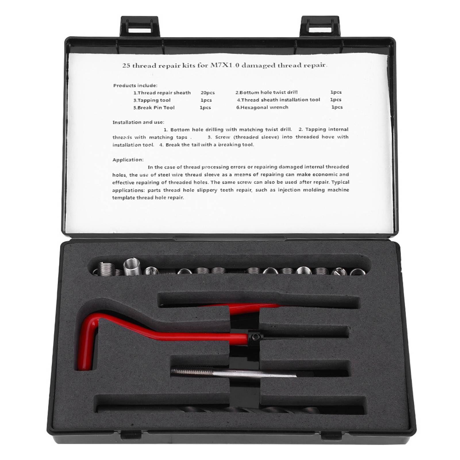 Fuchooky Edelstahl M7x1 -Gewindereparatur -Kit mit 20 Einsätzen Drill -Tap -Schraubenschlüsselwerkzeug für Aluminiumlegierungs -Gewindelöcher Reparatur Fuchooky Edelstahl M7x1 -Gewindereparatur -Kit mit 20 Einsätzen Drill -Tap -Schraubenschlüsselwerkzeug für Aluminiumlegierungs -Gewindelöcher Reparatur von Fuchooky