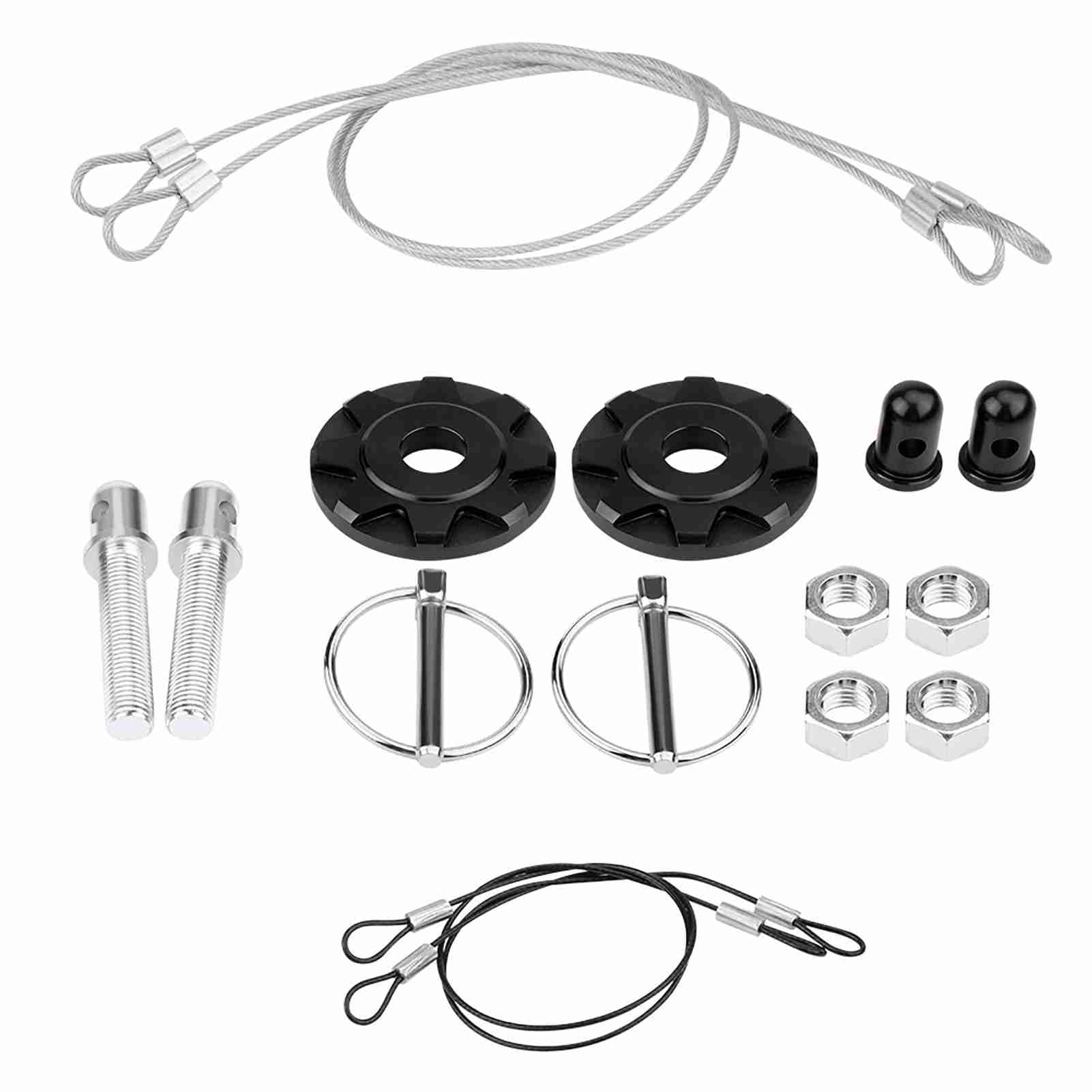 Fuchooky Universelle CNC Aluminiumhaubeer -Stift -Lock -Kit Anodierter rostfester ohne Bohrer Installation für Autospannungs -Anti -Vibration (Black) von Fuchooky