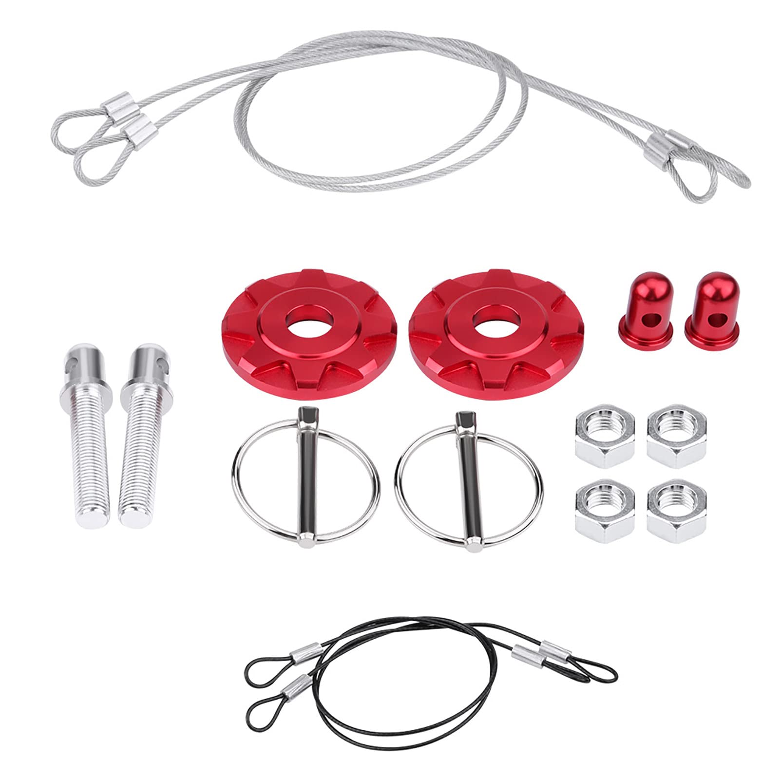 Fuchooky Universelle CNC Aluminiumhaubeer -Stift -Lock -Kit Anodierter rostfester ohne Bohrer Installation für Autospannungs -Anti -Vibration (Red) von Fuchooky