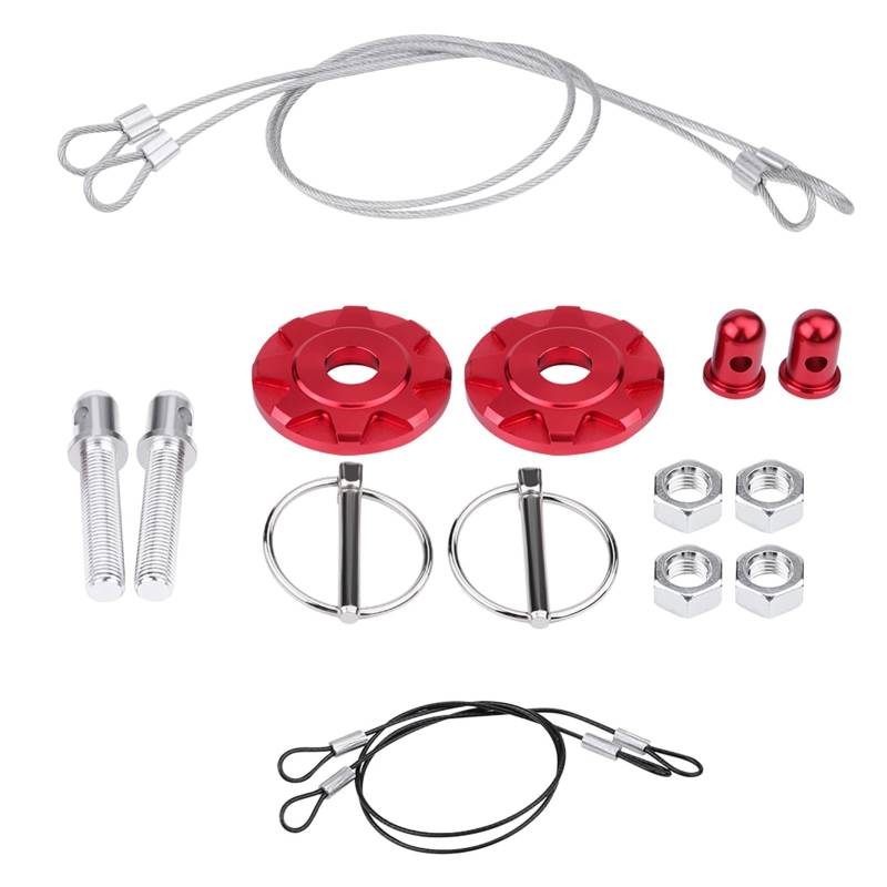 Fuchooky Universelle CNC Aluminiumhaubeer -Stift -Lock -Kit Anodierter rostfester ohne Bohrer Installation für Autospannungs -Anti -Vibration (Red) von Fuchooky