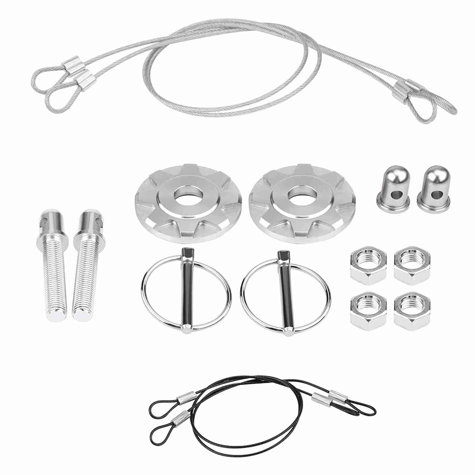 Fuchooky Universelle CNC Aluminiumhaubeer -Stift -Lock -Kit Anodierter rostfester ohne Bohrer Installation für Autospannungs -Anti -Vibration (Silver) von Fuchooky