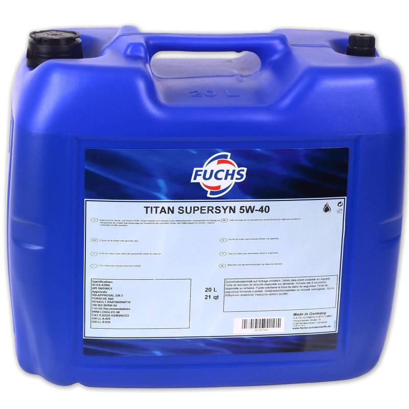 FUCHS MOTORÖL TITAN SuperSyn 5W-40 VW 502.00/505.00 MB 229.3 RN0700 - 20 Liter von Fuchs