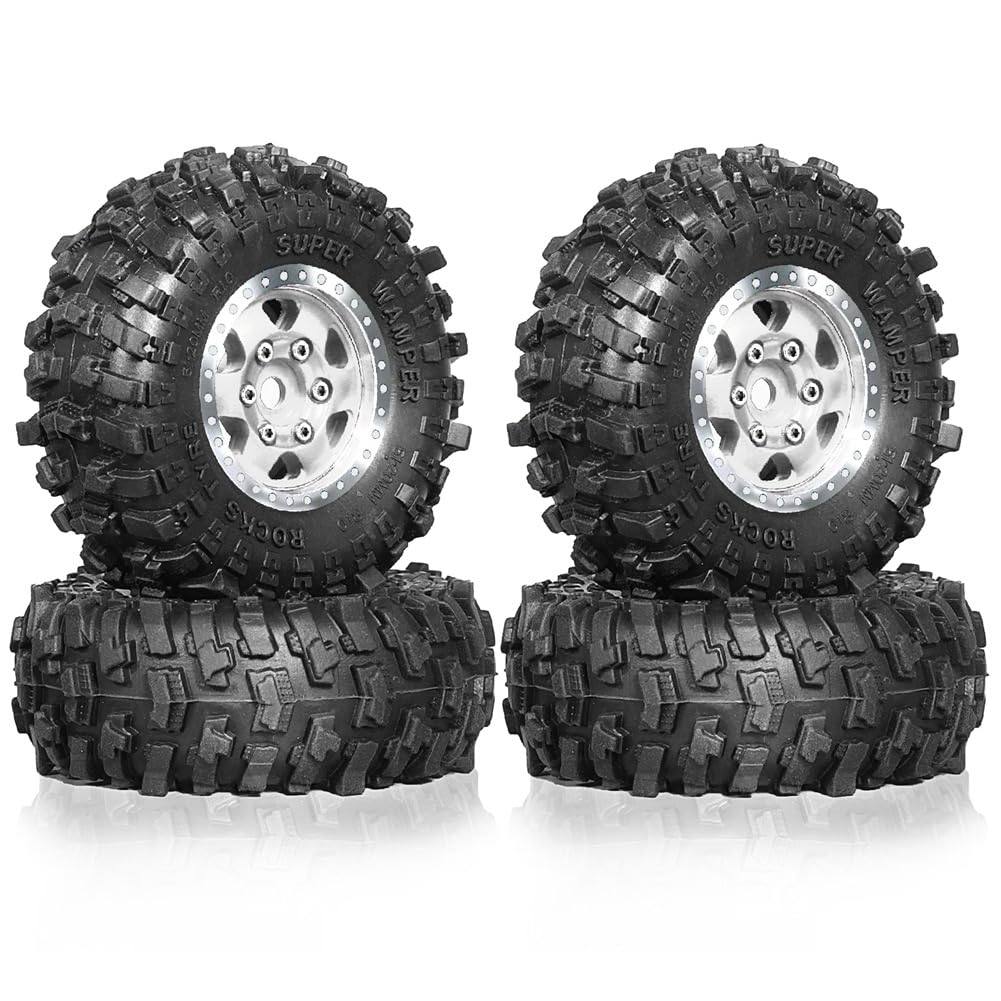 Fuhjythy 4 Stück 51 mm 1,0 Metall-Beadlock-Radreifensatz für 1/18 1/24 RC Crawler Car TRX4M SCX24 AX24 FCX24 Upgrade-Teile Silber Fuhjythy 4 Stück 51 mm 1,0 Metall-Beadlock-Radreifensatz für 1/18 1/24 RC Crawler Car TRX4M SCX24 AX24 FCX24 Upgrade-Teile Silber von Fuhjythy