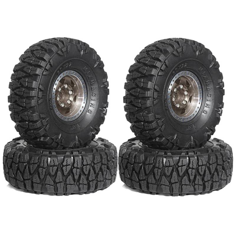 Fuhjythy 4-Teiliges 60-Mm-1,0-Beadlock-Radreifenset Aus Metall für 1/18 1/24 RC Crawler Car TRX4M SCX24 AX24 FCX24 Upgrade-Teile, von Fuhjythy