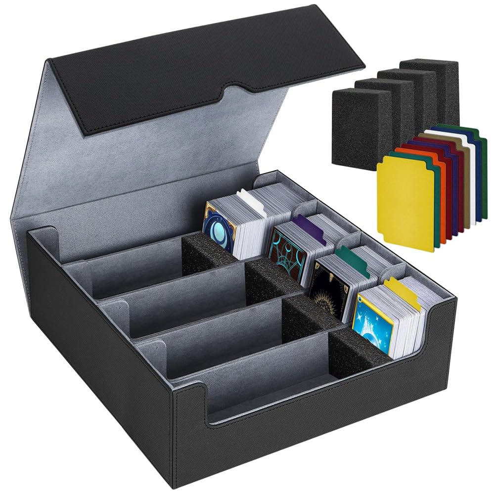 Fuhjythy Sammelkarten-Aufbewahrungsbox, 4-Reihige Kartendeck-Hülle, Kartenbox mit Magnetverschluss für Spielkarten, Schwarz und Fuhjythy Sammelkarten-Aufbewahrungsbox, 4-Reihige Kartendeck-Hülle, Kartenbox mit Magnetverschluss für Spielkarten, Schwarz und von Fuhjythy