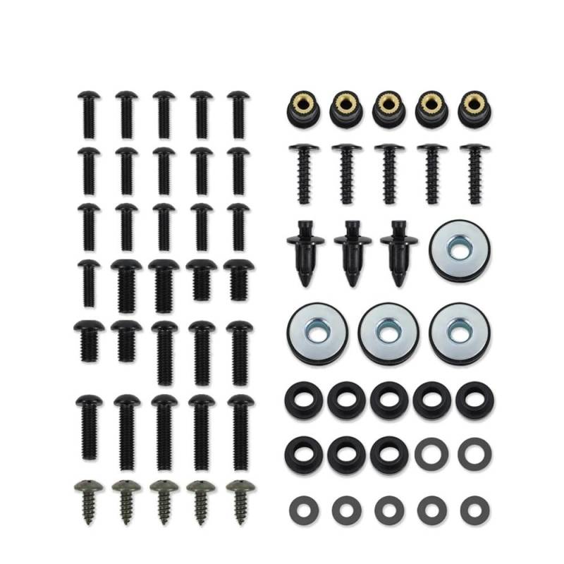 Fuicotto Karosserieschrauben Für Suzu&ki Für GSXR 600 750 SRAD 1996 1997 1998 1999 2000 Motorrad Vollverkleidungsschrauben Kit Edelstahl Clipmutter Karosserieschrauben(Black) von Fuicotto