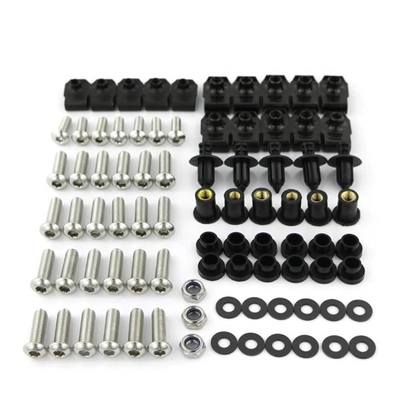 Fuicotto Karosserieschrauben Für Y&amaha Für YZFR1 Für YZF R1 1998 1999 2000 2001 Motorrad Komplette Volle Verkleidung Schrauben Kit Verkleidung Clips Edelstahl(Original Silver) von Fuicotto