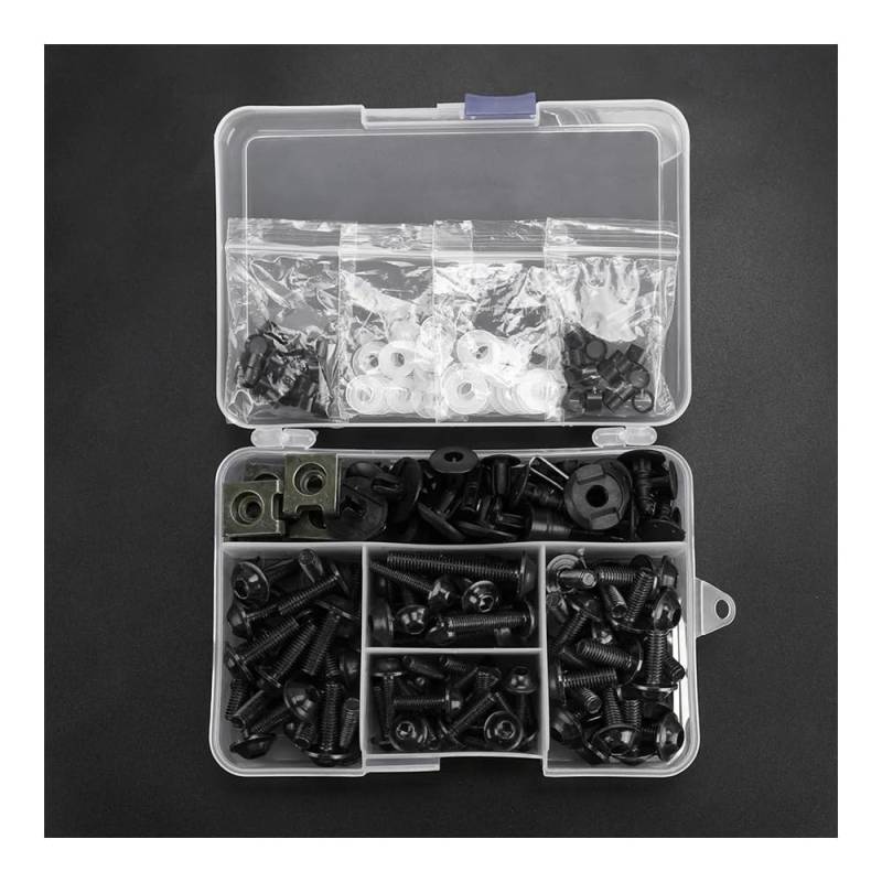 Fuicotto Karosserieschrauben Universal Für Suzu&ki Für Bandit 250/400 Für GSXR GSX-R 600 750 1000 Für K1 K2 K3 K4 K5 K6 K7 K8 K9 K11 Verkleidung Bolt Kit Verschluss Clips Schraube(Black) von Fuicotto