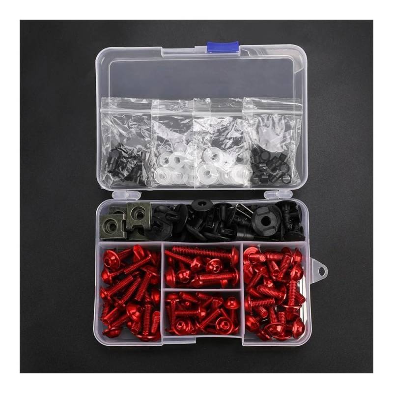 Fuicotto Karosserieschrauben Universal Für Suzu&ki Für Bandit 250/400 Für GSXR GSX-R 600 750 1000 Für K1 K2 K3 K4 K5 K6 K7 K8 K9 K11 Verkleidung Bolt Kit Verschluss Clips Schraube(Red) von Fuicotto