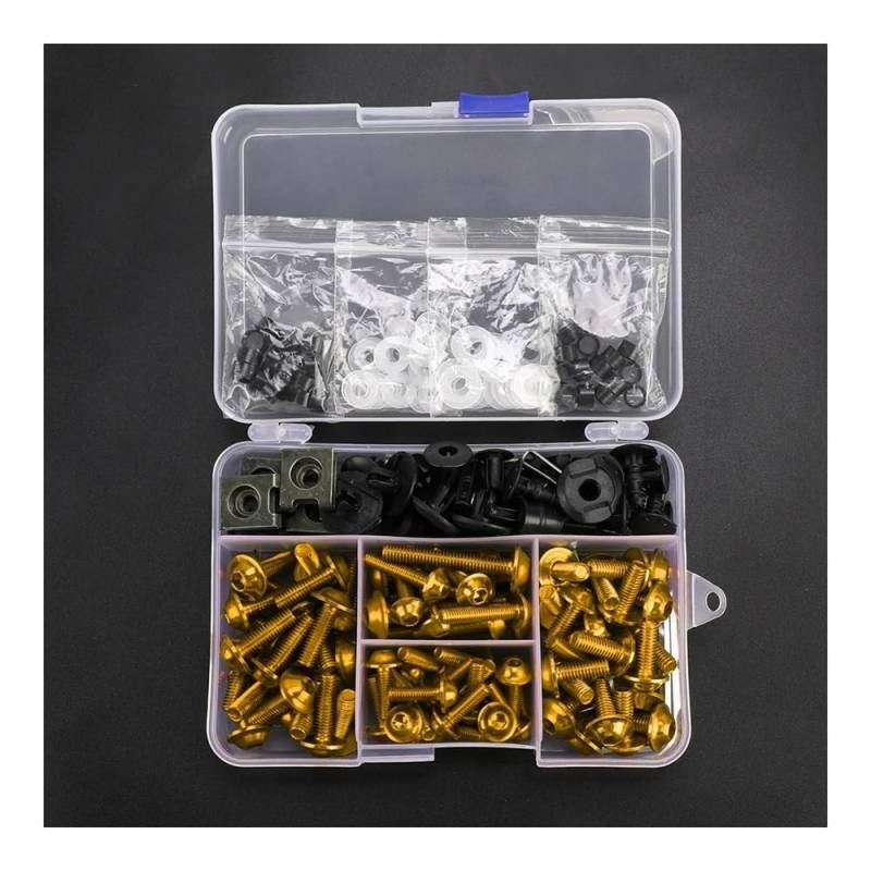 Fuicotto Karosserieschrauben Universal Für Suzu&ki Für Bandit 250/400 Für GSXR GSX-R 600 750 1000 Für K1 K2 K3 K4 K5 K6 K7 K8 K9 K11 Verkleidung Bolt Kit Verschluss Clips Schraube(Gold) von Fuicotto