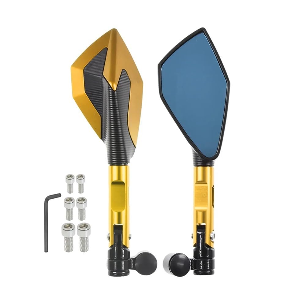 Motorrad Rückspiegel Motorrad CNC 8 10mm Spiegel Rearview Außenspiegel Für Hon┐da Für NS125LA Für PCX150 Für PCX125 Für PCX160 Für ADV150(Gold) von Fuicotto