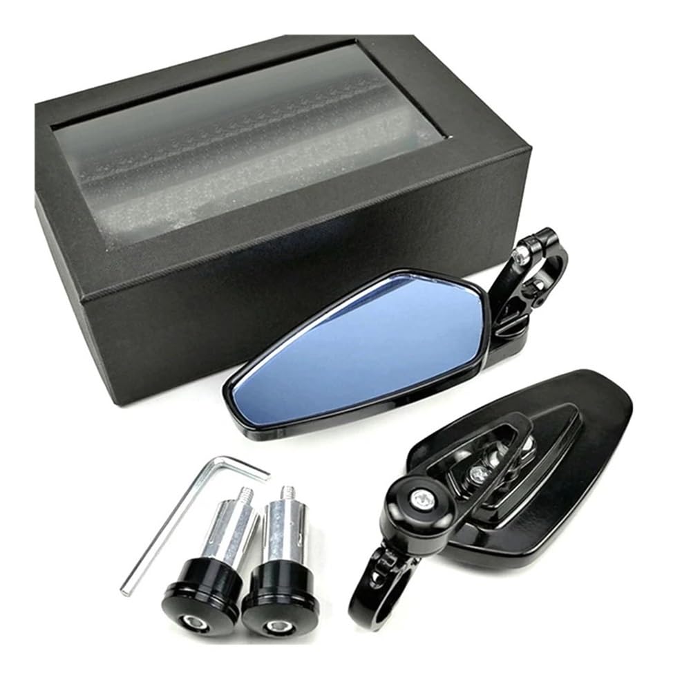Motorrad Rückspiegel Universal 22MM Moto Lenker Spiegel Rearview Außenspiegel Für Hon┐da Für CBR F4 F4i Für RC51 Für RVT1000 Für DD250E/300/350(Blue Glass) von Fuicotto