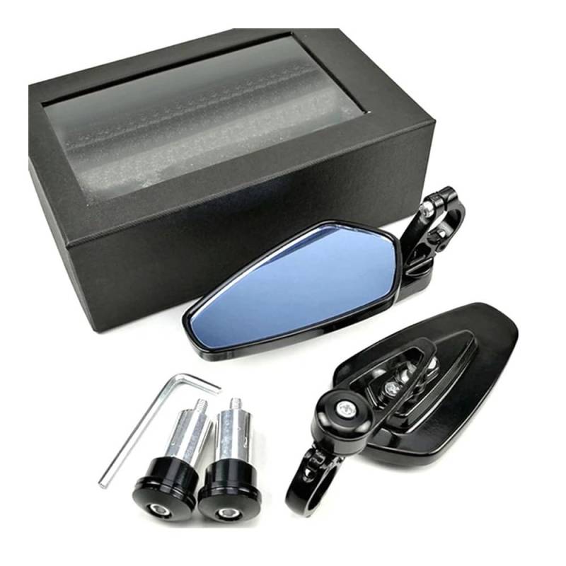 Motorrad Rückspiegel Universal 22MM Moto Lenker Spiegel Rearview Außenspiegel Für Hon┐da Für CBR F4 F4i Für RC51 Für RVT1000 Für DD250E/300/350(Blue Glass) von Fuicotto