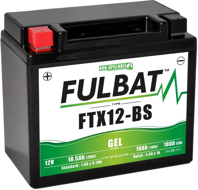 FULBAT - Akku für Motorrad FULBAT GEL FTX12-BS / YTX12-BS 12 V 10,5 Ah 180 A von Fulbat