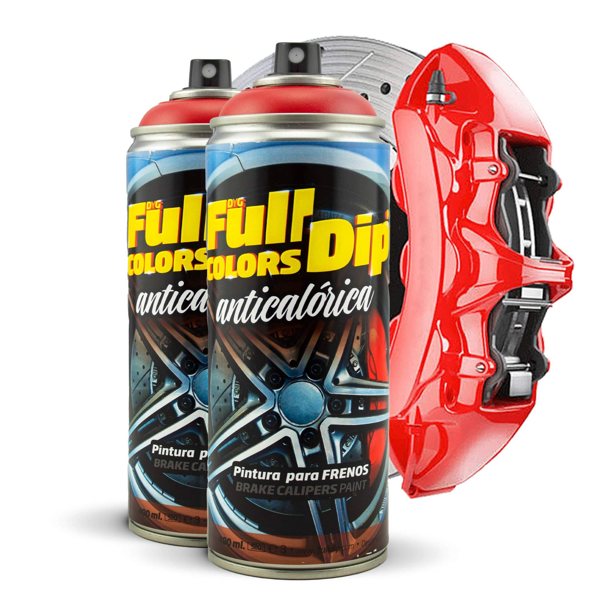 FullColors Kit x2 Lacksprays für Bremssättel, 400 ml, einfache Anwendung, professionelles Finish (Farben zur Auswahl), Rot von FullColors