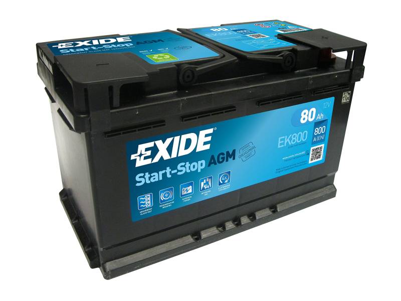 Exide EK800 AGM Starter-Batterie Start-Stop 12V 80Ah 800A von Exide