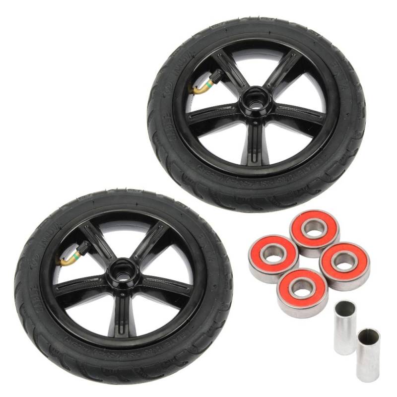 2 Stück Big Wheel 200mm / 205mm Scooter Air Luft Reifen-Set inklusive Kugellager + Spacer - Ersatz-Rollen von FunTomia