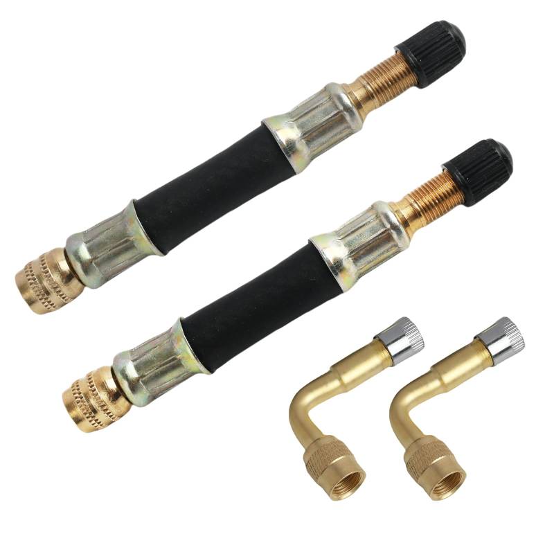 FunWorth Reifenventil Verlängerung Autoventil Adapter (90° + 100mm), aus Gummi & Messing – Ventileverlängerung für Auto, Motorrad, Fahrrad, Scooter, LKW – Hitzebeständig, Korrosionsfest von FunWorth