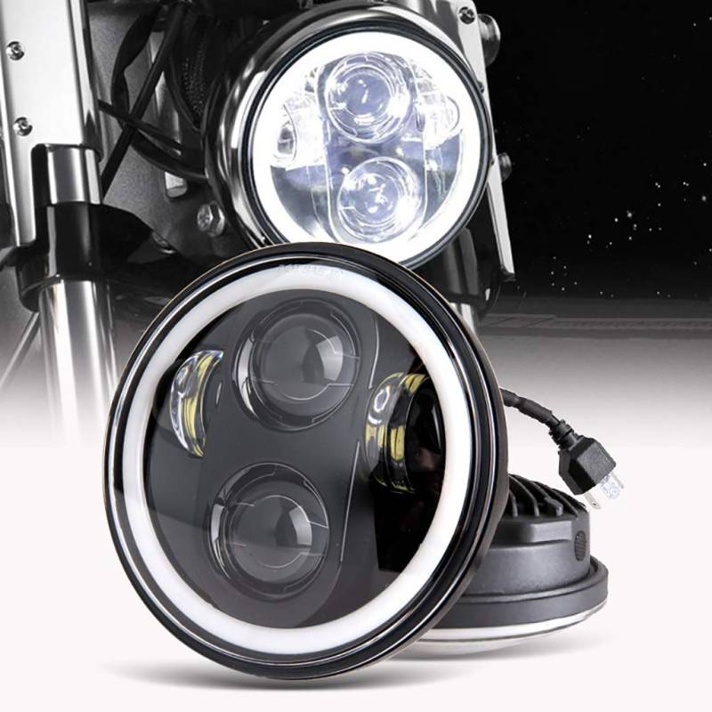 MIRTHBUY 5.75 Zoll LED Motorrad Scheinwerfer Frontscheinwerfer Angel Eye weißer für Harley-Davidson-Wasserdichter Jeep von MIRTHBUY