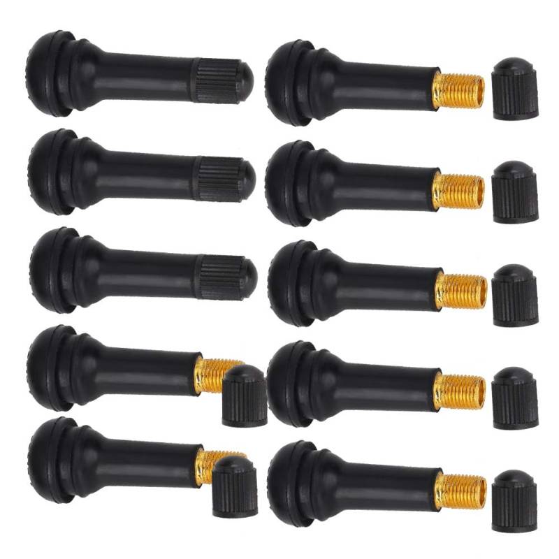 Auto -Reifenventilstiel, 10pcs TR414 Rad Schnappreifenventile, Brandneue und Hochwertige Reifenventile mit Staubkappe ohne Ventilkern für Standard 11,5 Mm/0,5 Zoll Randloch von Funien