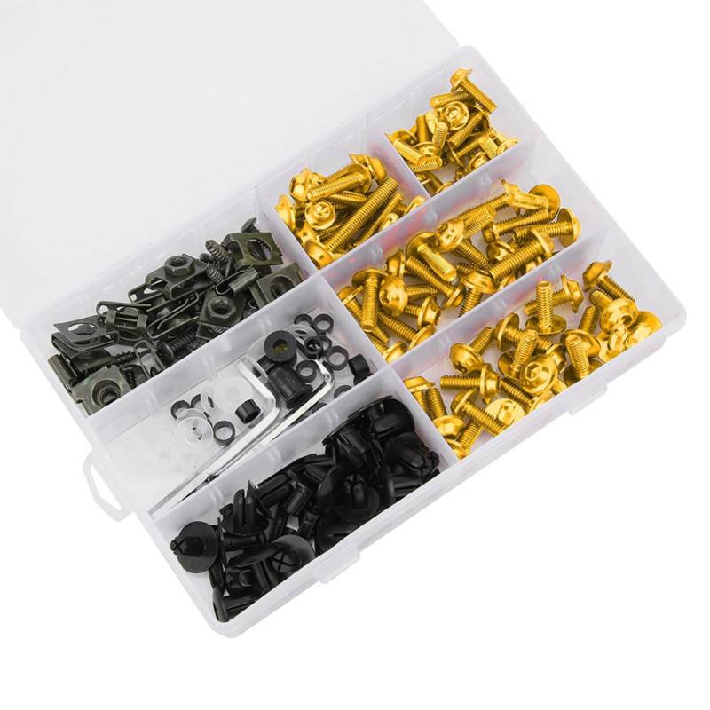 Billet Aluminiumverkleidung Bolzen Kit, M5 M6 Windschutzscheibenschrauben für die Meisten Motorräder, Enthält Hardware für Alle Verkleidungsteile, ABS+Aluminium, 6 Optionale (Gold) von Funien