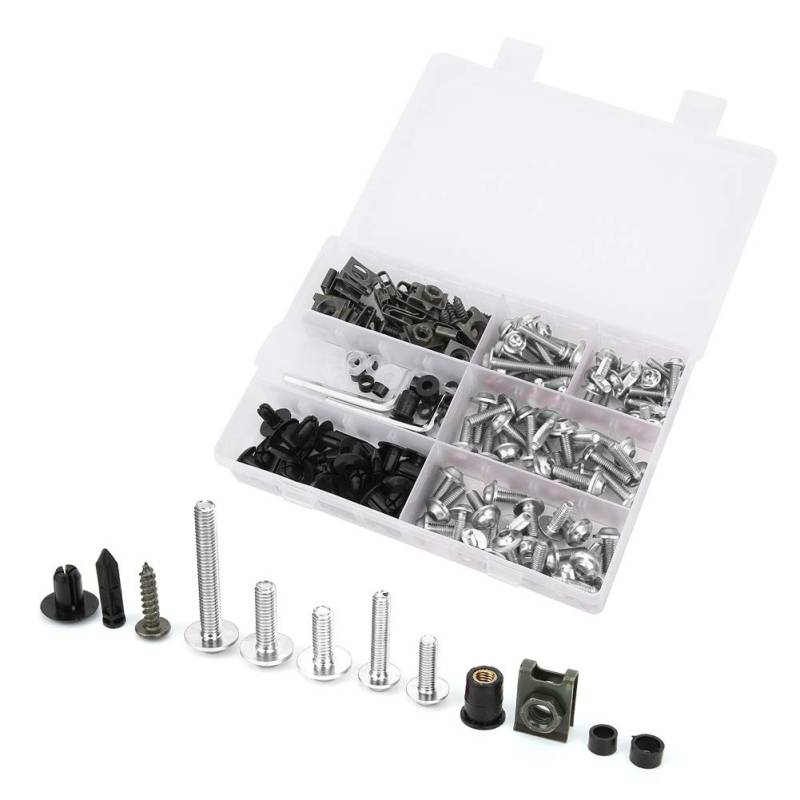 Billet Aluminiumverkleidung Bolzen Kit, M5 M6 Windschutzscheibenschrauben für die Meisten Motorräder, Enthält Hardware für Alle Verkleidungsteile, ABS+Aluminium, 6 Optionale von Funien