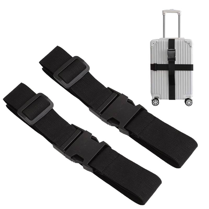 FuninCrea 2 Stück Koffergurt, 2.5 * 180cm Verstellbare Kofferband für Reisegepäck mit Schnellverschluss, Einstellbare Gepäckband Rutschfestes Reisezubehör Kofferbänder für Gepäck, Rucksack von FuninCrea