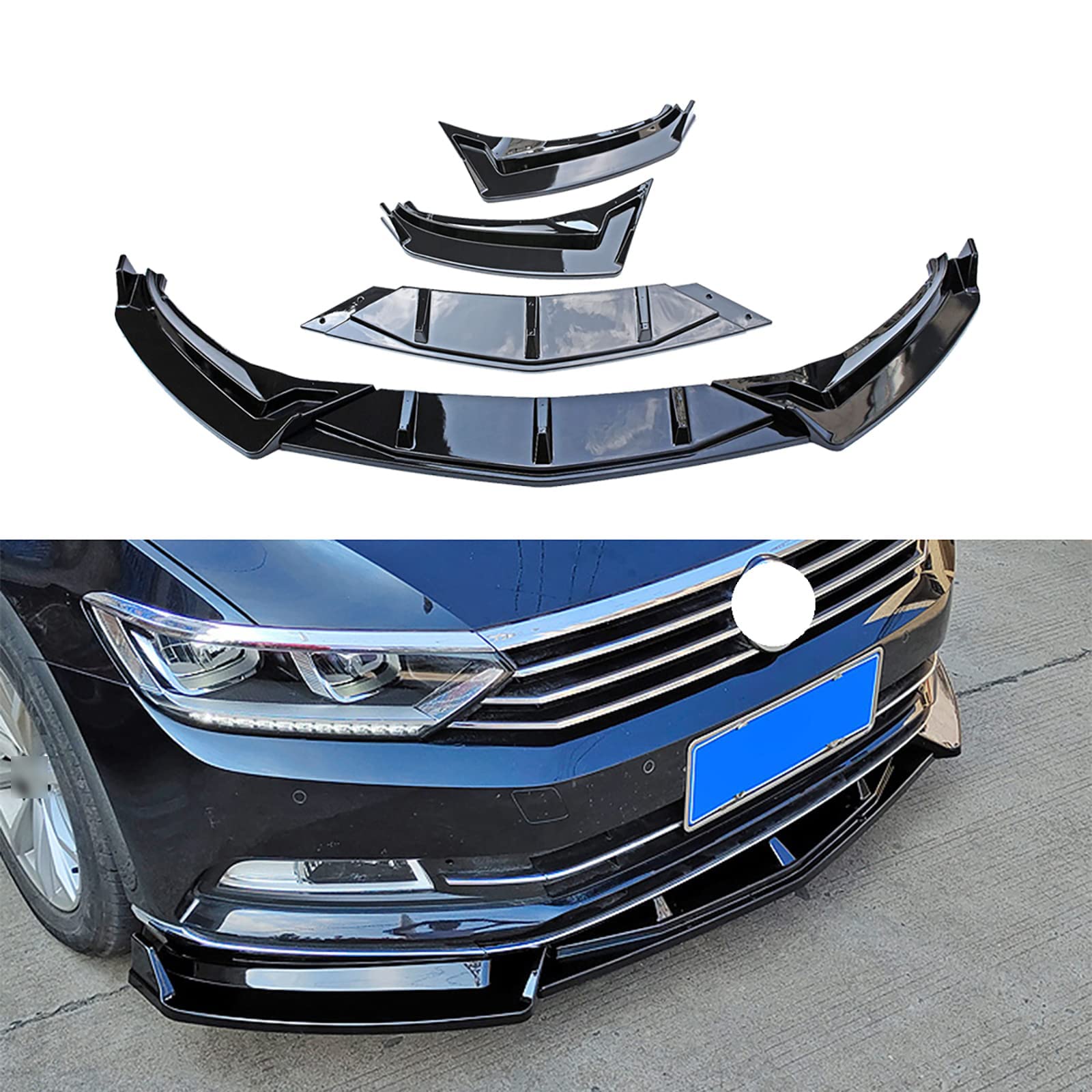 3 Stück Auto Frontspoiler Lippe für VW Passat B8 2017-2019, FrontstoßStange Splitter Diffusor, Antikollisions Auto Frontlippe Spoiler Separator Body Kit Schutzzubehör von Funiur