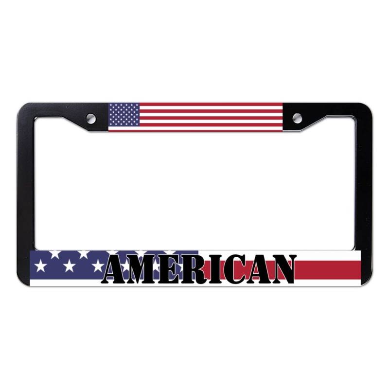 Funlucy American Pride Metall-Nummernschild-Rahmen, Auto-Tag-Halterung, 2 Löcher, amerikanische Flagge, Nummernschildabdeckungen, Halterungen und Rahmen von Funlucy