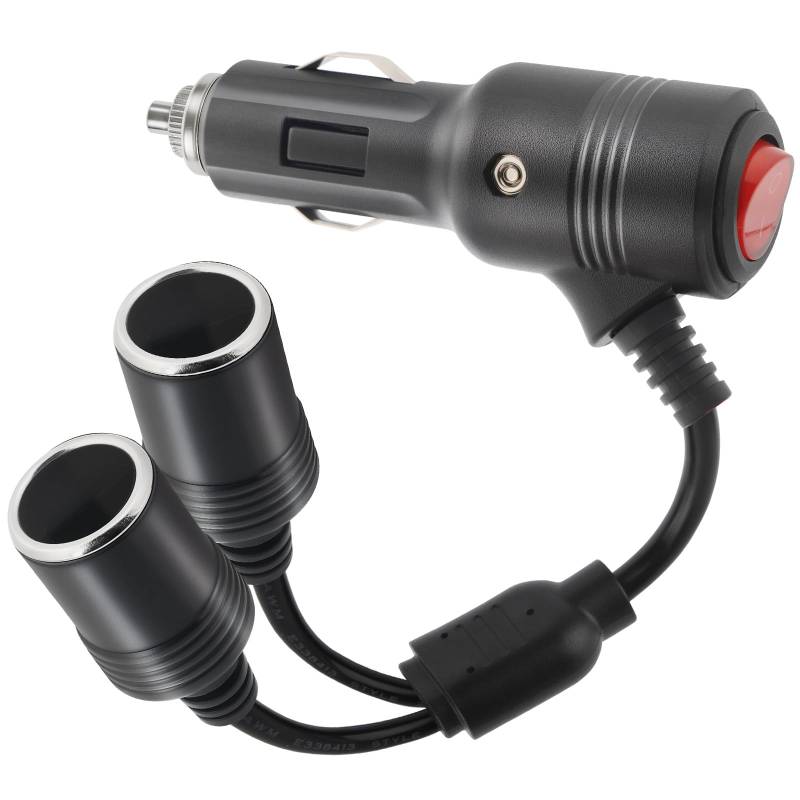 Auto Zigarettenanzünder Verteiler, 12V Stecker und Buchse Verlängerungskabel mit Schalter, 1 bis 2 KFZ Zigarettenanzünder Steckdose für 12V/24V Wohnwagen, Autos, LKWs von Funyord