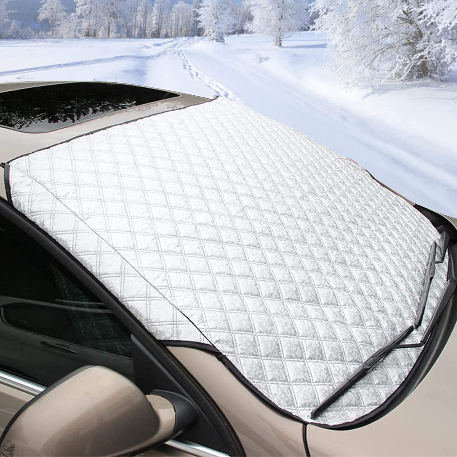 FREESOO Schneeschutz Auto Frontscheibe, Frostschutz Auto Frontscheibe Abdeckung- Autoscheibenabdeckung Windschutz Frostabdeckung Winter Frontscheibenabdeckung gegen Schnee EIS Frost 147X100CM FREESOO Schneeschutz Auto Frontscheibe, Frostschutz Auto Frontscheibe Abdeckung- Autoscheibenabdeckung Windschutz Frostabdeckung Winter Frontscheibenabdeckung gegen Schnee EIS Frost 147X100CM von FREESOO