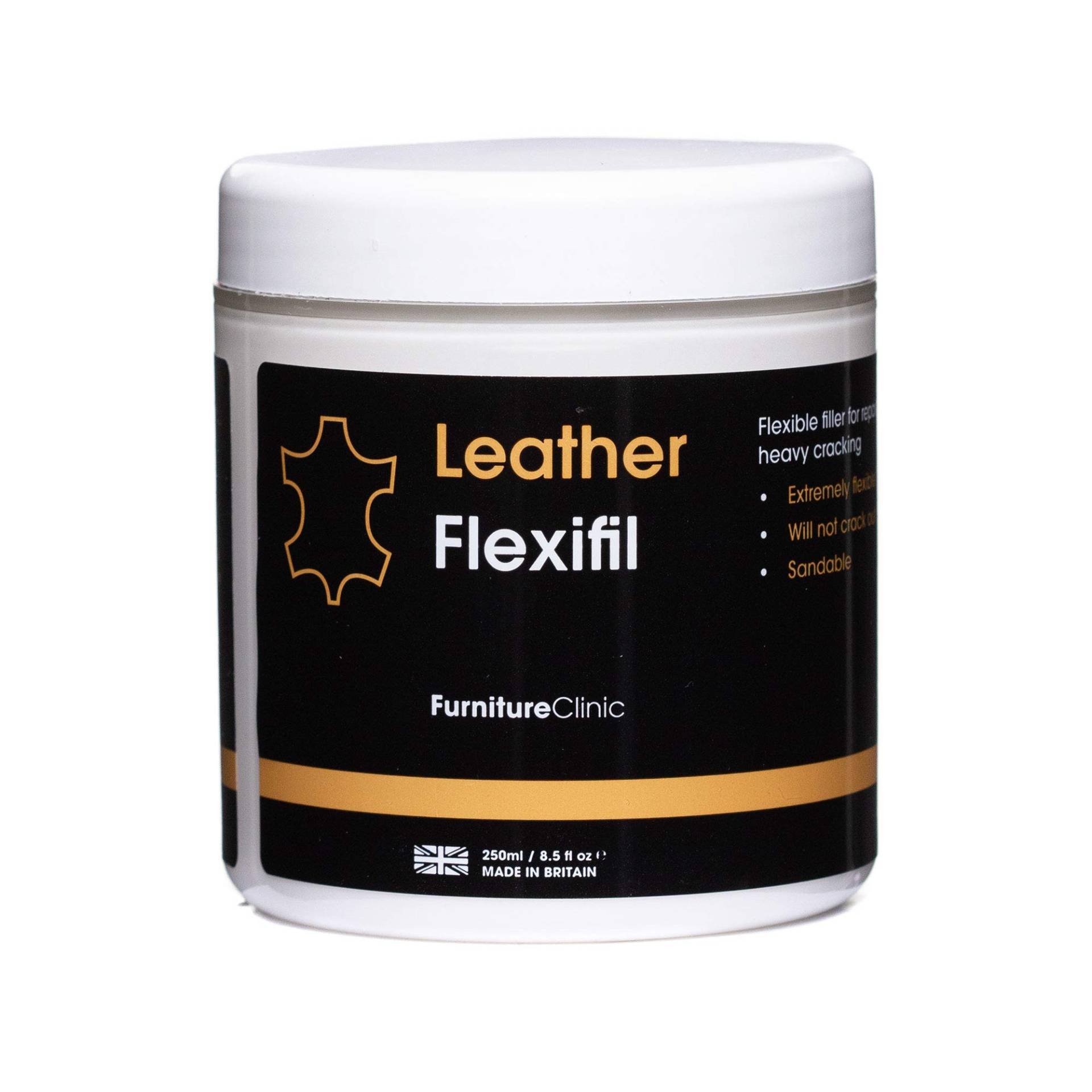 Furniture Clinic Leather Flexifil – Extrem flexibler Füllstoff zur Befestigung von Katzenkratzern, Löchern und schweren Rissen in Ledersofas, Autositzen (250 ml) von Furniture Clinic