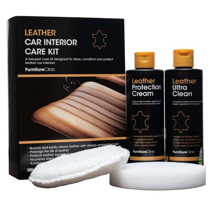 Furniture Clinic Lederpflegeset für Autositze – Premium-Reinigungsset für Autositze 250 ml Lederreiniger & Pflegespülung von Furniture Clinic