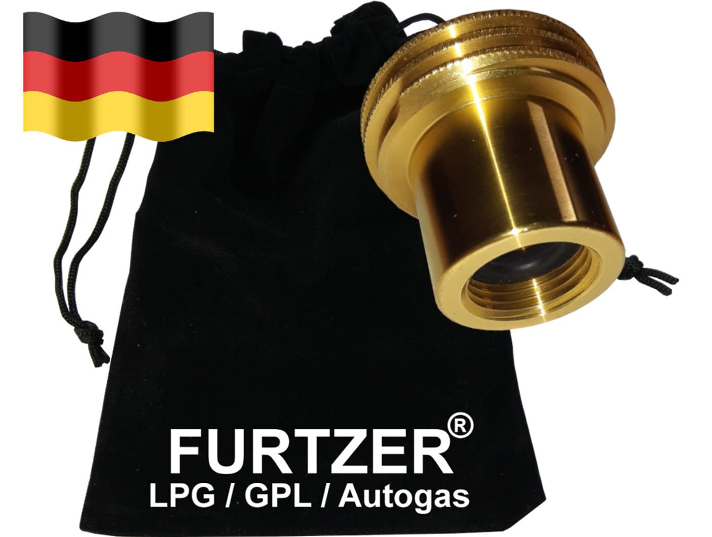 Furtzer LPG GPL Autogas Tankadapter Acme Gasflaschen Propangas kurz Adapter mit Stoffbeutel by Perfekt für Gasflaschen Deutschland! von Furtzer