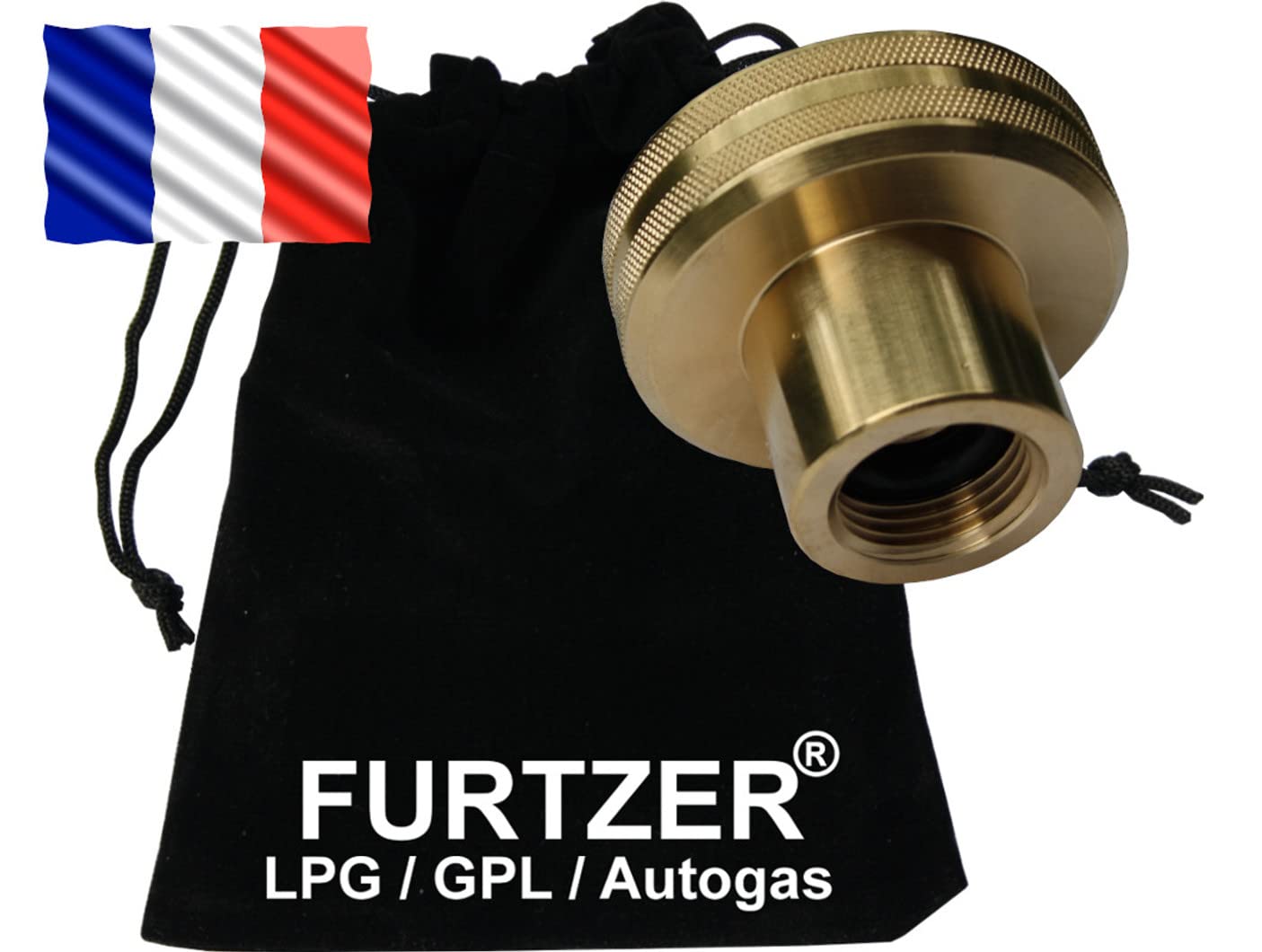 Furtzer LPG GPL Autogas Tankadapter Dish Gasflaschen Propangas kurz Adapter mit Stoffbeutel by Perfekt für Gasflaschen Frankreich! von Furtzer