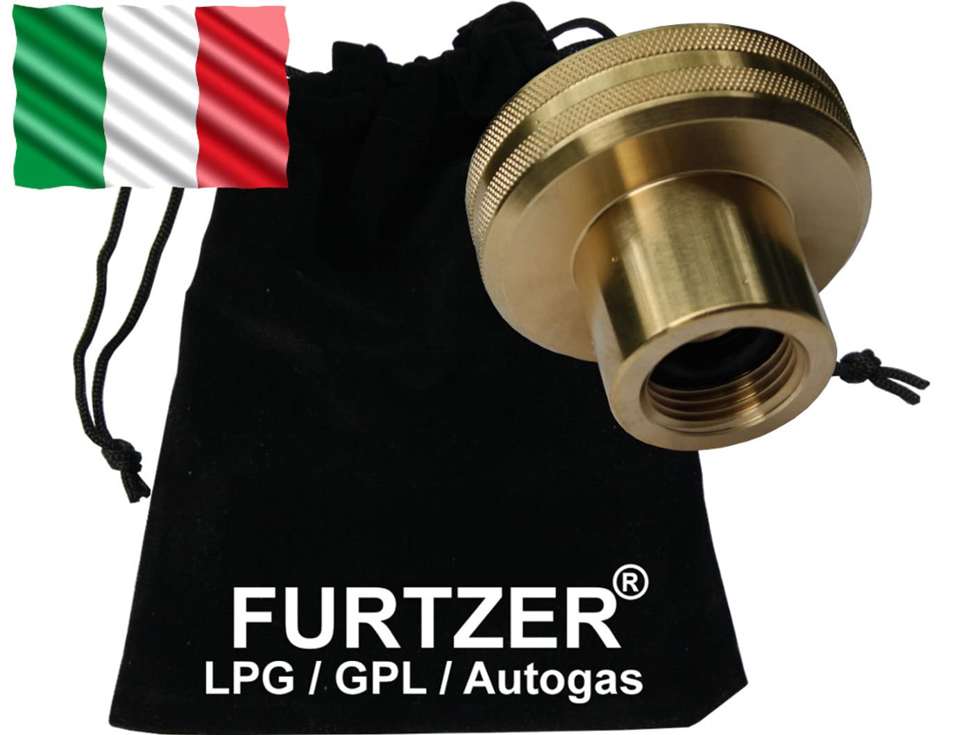 Furtzer LPG GPL Autogas Tankadapter Dish Gasflaschen Propangas kurz Adapter mit Stoffbeutel by Perfekt für italienische Gasflaschen Italien! von Furtzer