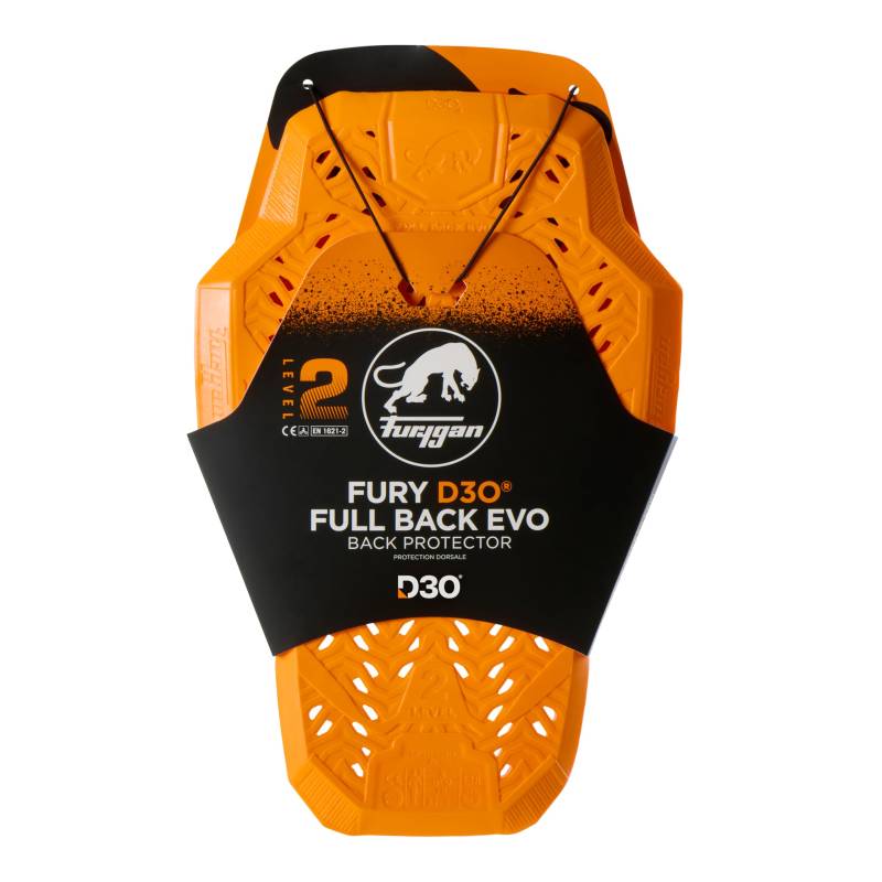 Furygan Full Back Fury D3O EVO – Level 2 zugelassener D3O-Rückenprotektor – zertifizierter Motorradschutz – Leichter, Flexibler Komfort – Belüftungssicherheit, Orange Version 2024 von Furygan