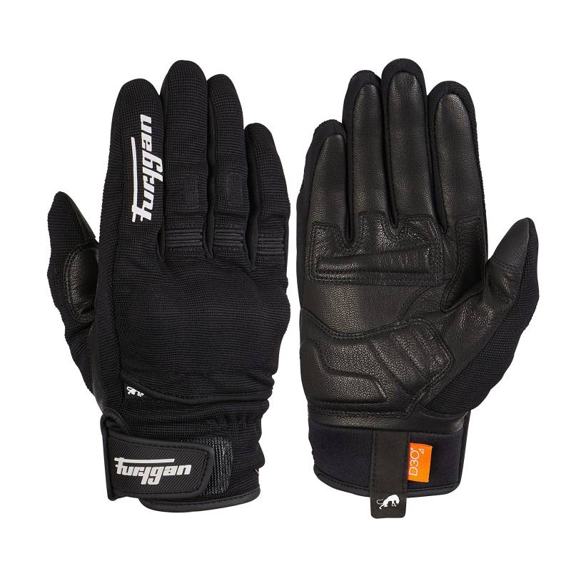 Furygan JET D3O Lady - Damen-Motorradhandschuhe- Handfläche aus 100 % Leder - Taktil - Komfort - Sommerhandschuhe - Atmungsaktiv & leicht - Mittelhandschutz D3O d30, Schwarz-Weiß von Furygan