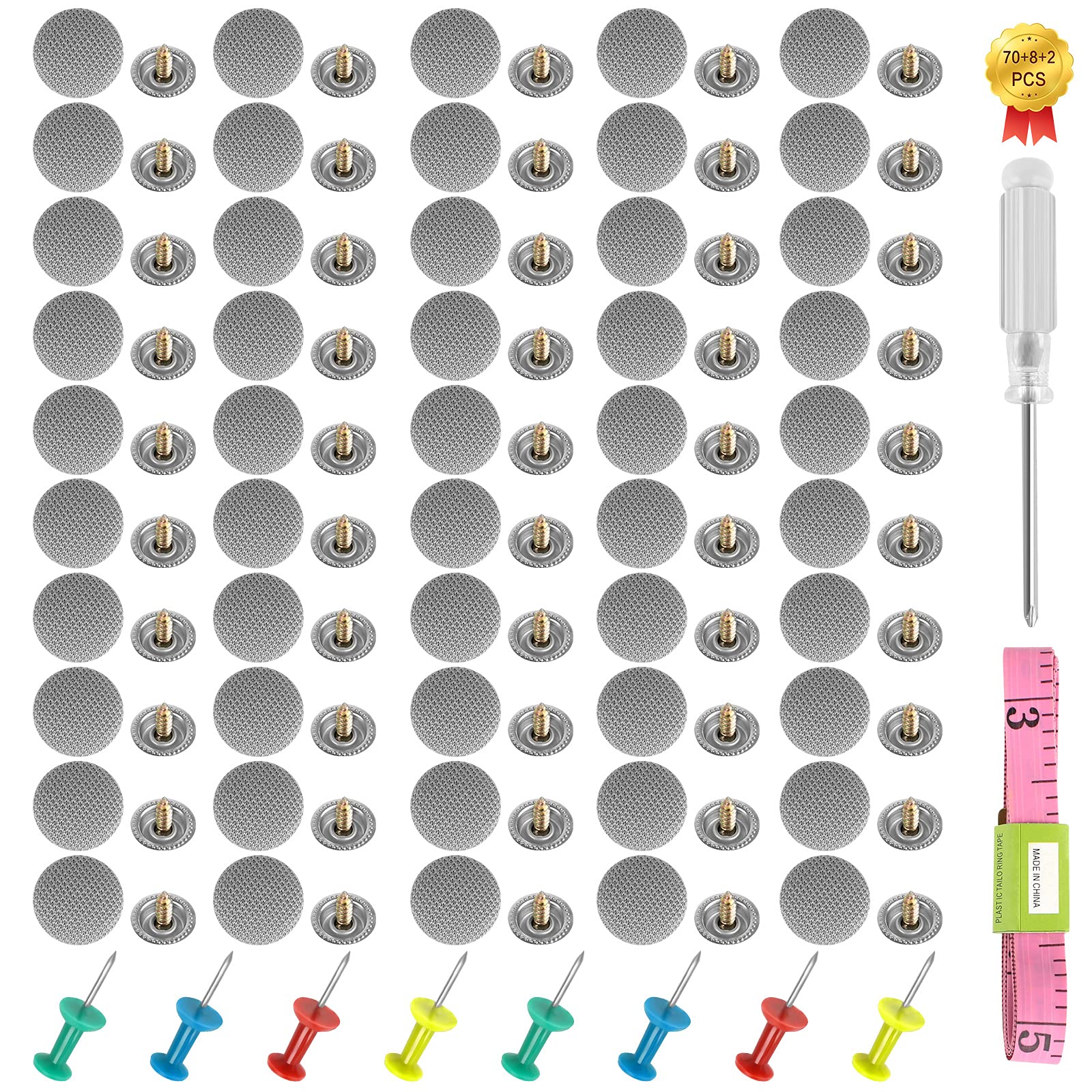 70 Stücke Auto Repair Nieten, KFZ Reparatur Nieten Auto Dachhimmel Reparatur mit Bunte Stifte Stecknadeln Schraubendreher Maßband Universal für Alle Autos von Bapao